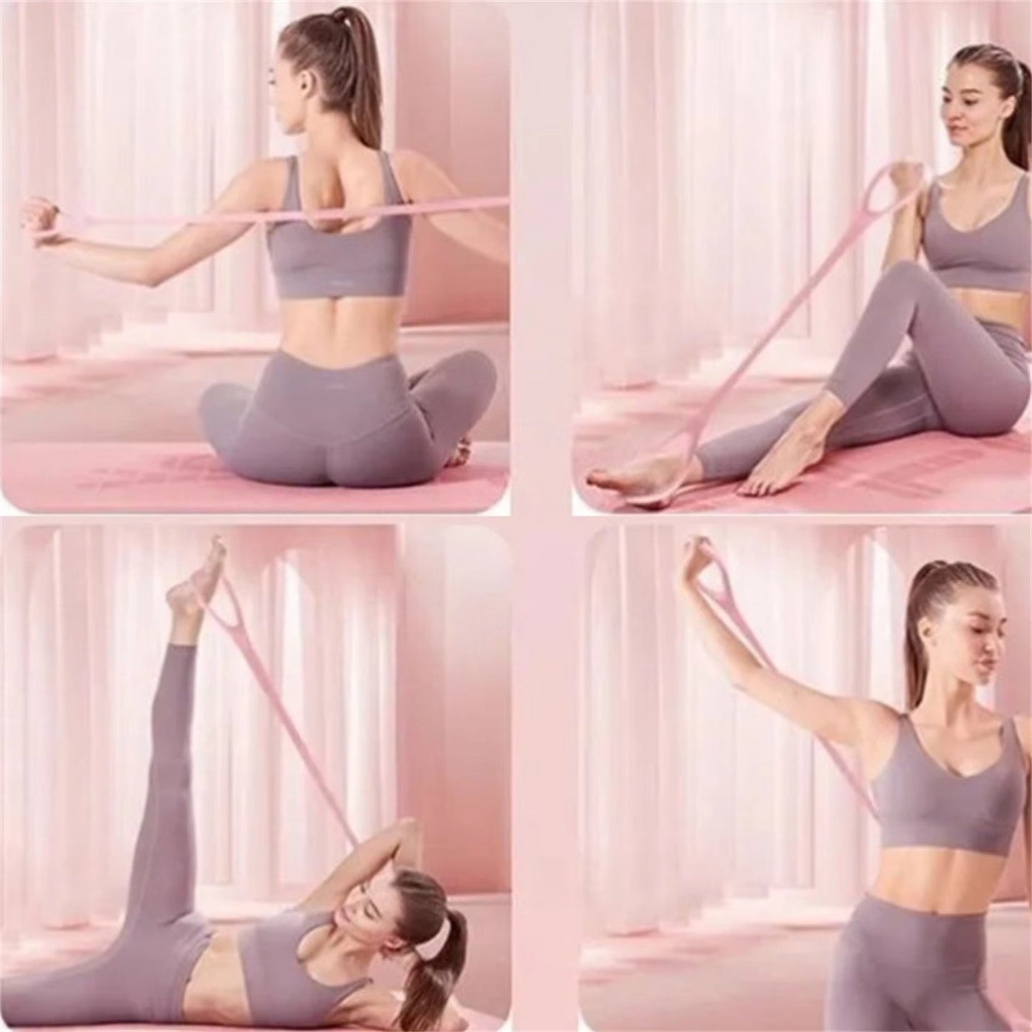 2024 New 8-Character Puller Home Fitness Equipment Elastic Belt Yoga Auxiliary Female Open Shoulder Beauty Back Stretcher