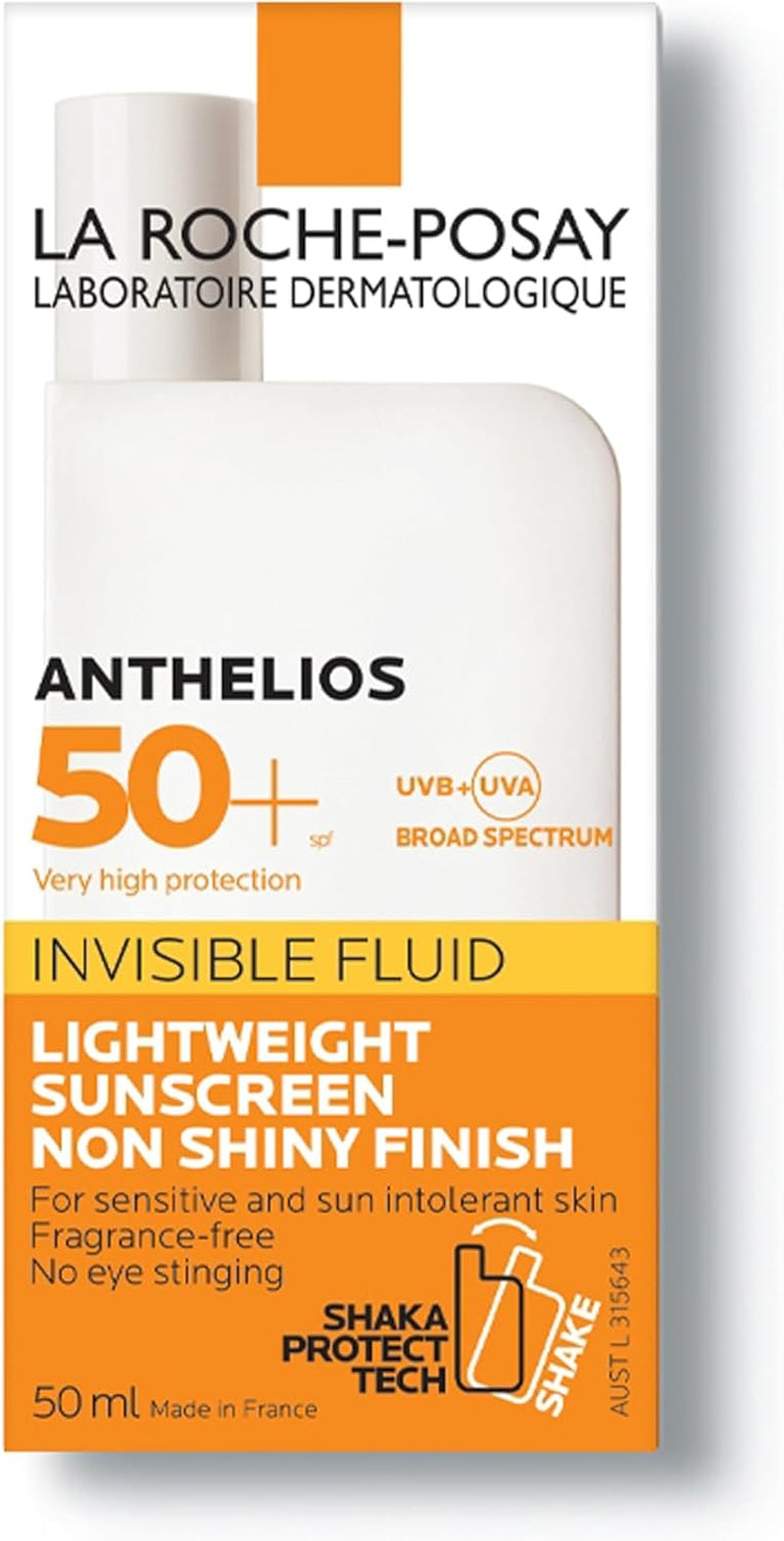 La Roche-Posay Sunscreen Lotion, Ultra-Light Fluid, Water Resistant, Invisible Fluid with SPF 50+, n-Perfumed, Anthelios XL, 50Ml