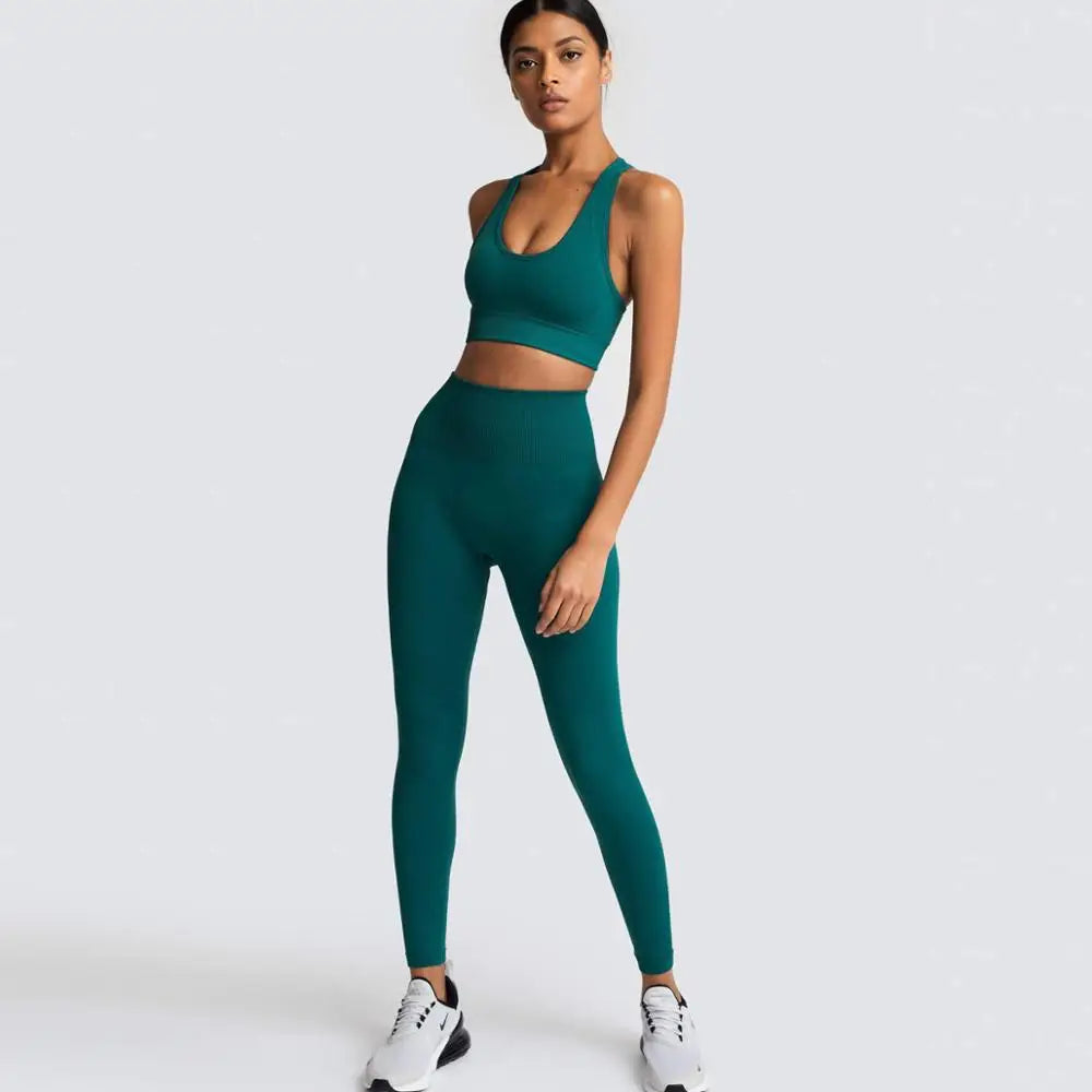 Seamless Hyperflex Workout Set Sport Leggings and Top Yoga Outfits for Women Sportswear Athletic Clothes Gym 2 Piece Set XL Size